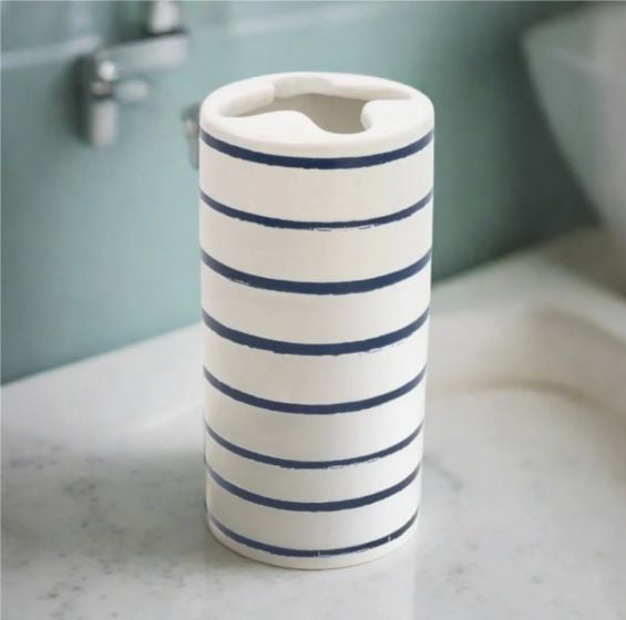 Ceramic Blue Stripe Toothbrush Holder