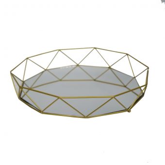 Geometric Gold Mirror Tray