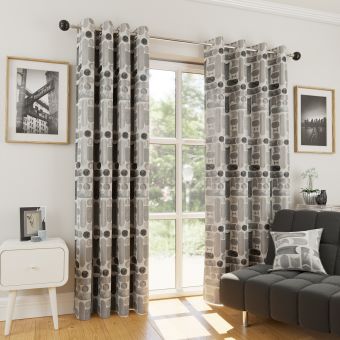 Adelaide Silver Ready Made Eyelet Curtains