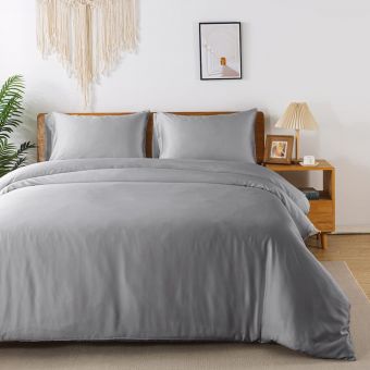 Bamboo Grey Cotton Mix Duvet Set