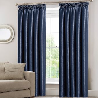 Barra Blockout Navy Ready Made Pencil Pleat Curtains