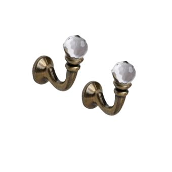 Crystal Antique Brass Hook Pair