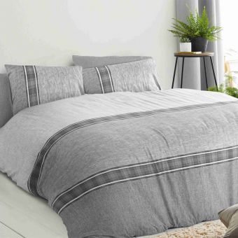 Callum Grey Cotton Rich Duvet Set