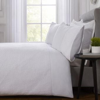 Carlton Waffle White 100% Cotton Duvet Cover Set