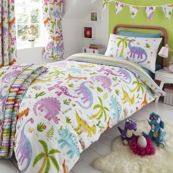 Daisy Dino Purple Cotton Mix Duvet Cover Set 