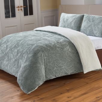 Darcie Green Embossed Teddy Fleece Duvet Cover Set