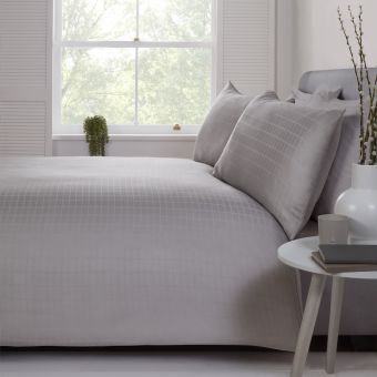 Fairmont Check Silver 100% Cotton Duvet Cover Set