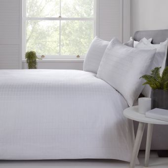 Fairmont Check White 100% Cotton Duvet Cover Set