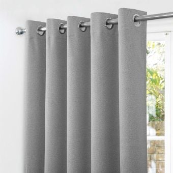 Gemini Silver Blackout Ready Made Eyelet Curtains