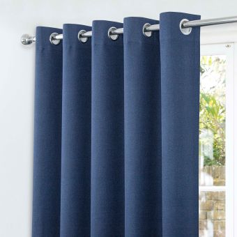 Gemini Navy Blackout Ready Made Eyelet Curtains