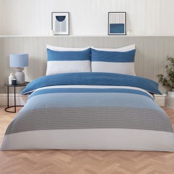 Gino Navy Cotton Mix Duvet Cover Set