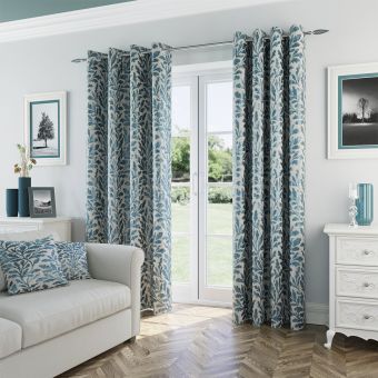 Glenloe Teal Ready Made Eyelet Curtains