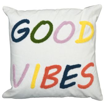 Good Vibes White Cushion 