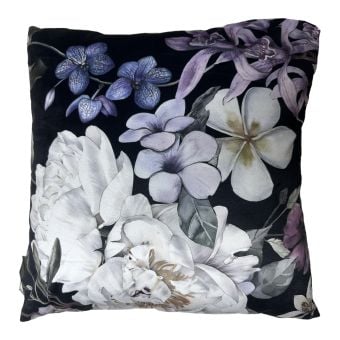 Hannah Black Floral Velvet Filled Cushion