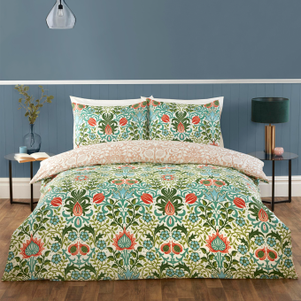 Heritage Green Duvet Cover & Fitted Sheet Set