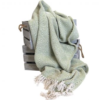 Herringbone Green Throw
