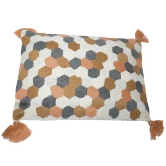 Hexagon Grey & Orange Filled Cushion