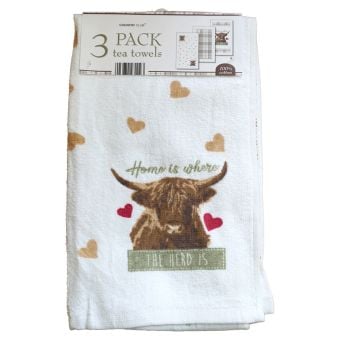 Velour Highland Tea Towel 3pk 