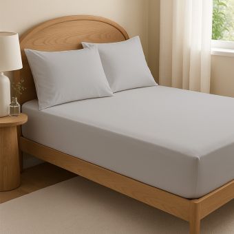 Hotel Collection 100% Cotton Silver Fitted Sheet