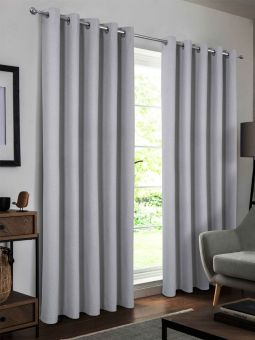 Hudson Silver Eyelet Curtains