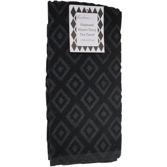 Diamond Tea Towel Black