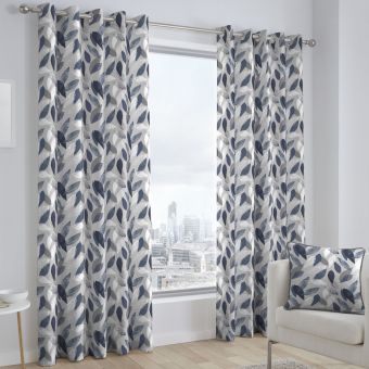 Killeter Navy Ready Made Eyelet Curtains