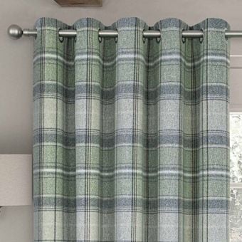 Kinross Green Interlined Thermal Ready Made Eyelet Curtains