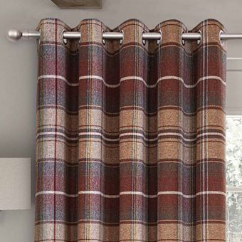 Kinross Terracotta Interlined Thermal Ready Made Eyelet Curtains