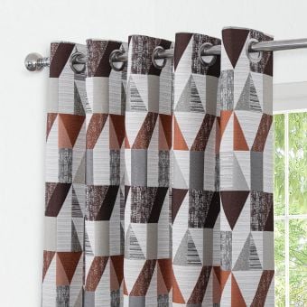Larossa Terracotta Ready Made Eyelet Curtains