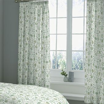 Leamington Green Pencil Pleat Curtains