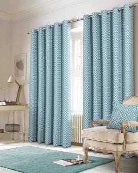 Ludlow Teal Blackout Ready Made Eyelet Curtains