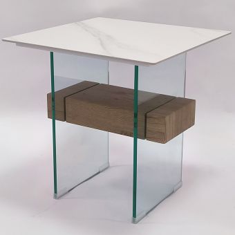 Maine White & Oak Side Table