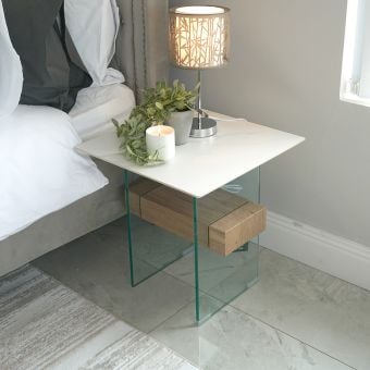 Maine White & Oak Side Table