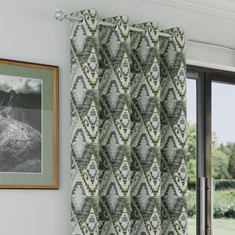 Mayan Green Ready Made Eyelet Curtains