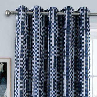 Merrion Blue Blackout Ready Made Eyelet Curtains