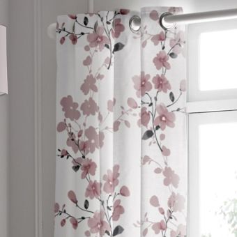 Nadia 66 x 72 Blush Ready Made Eyelet Curtains