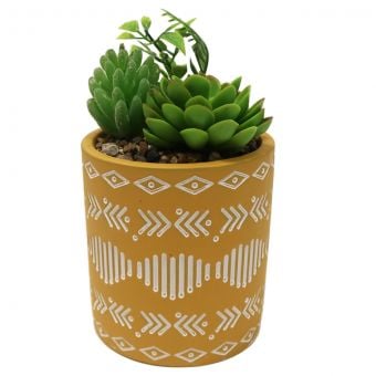 Artificial Plants in Ochre Pot