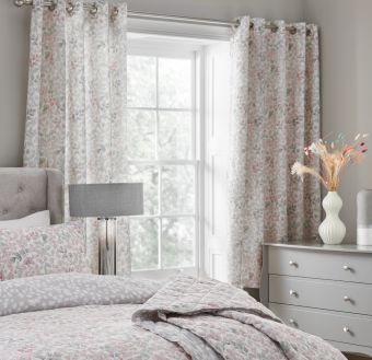 Olivia 66" x 72" Blush Ready Made Eyelet Curtains