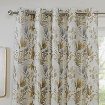 Orly Ochre Ready Made Eyelet Curtains