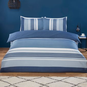 Pacific Stripe Blue Duvet Cover & Fitted Sheet Set
