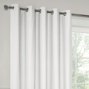 Paros White Blackout Ready Made Eyelet Curtains