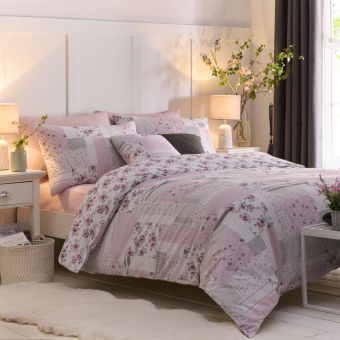 Patchwork Pink Luxury Cotton Rich Duvet Cover Set