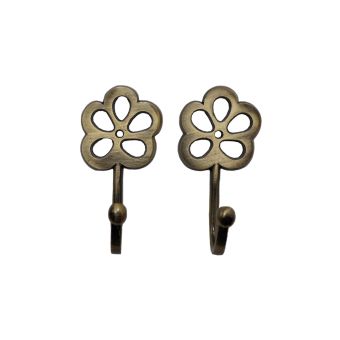 Petal Antique Brass Hook Pair