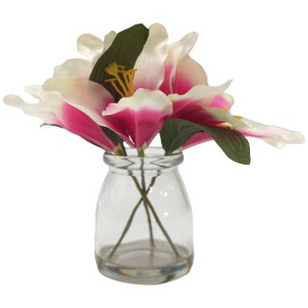 Artificial Lily in Glass Vase