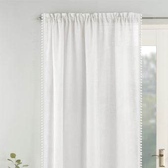 Pom Pom White Voile Panel