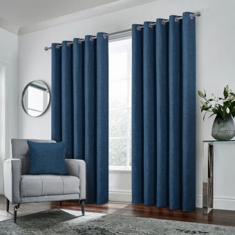 Belgravia Navy Blackout Ready Made Eyelet Curtains