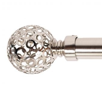 25/28mm Cairo Satin Silver Extendable Curtain Pole