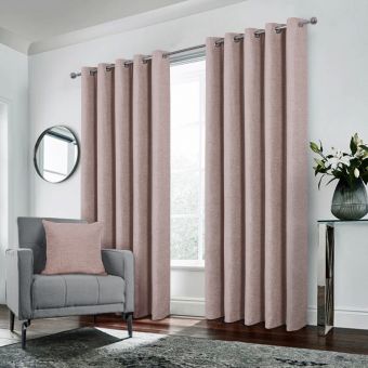 Belgravia Blush Blackout Ready Made Eyelet Curtains