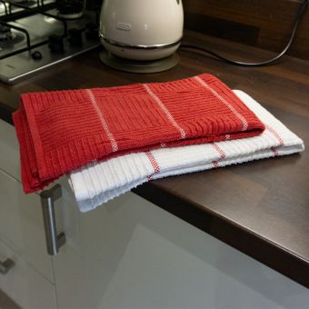 Dotty Stitch Red Tea Towels