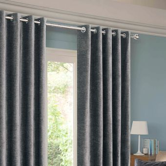 Belgravia Charcoal Blackout Ready Made Eyelet Curtains